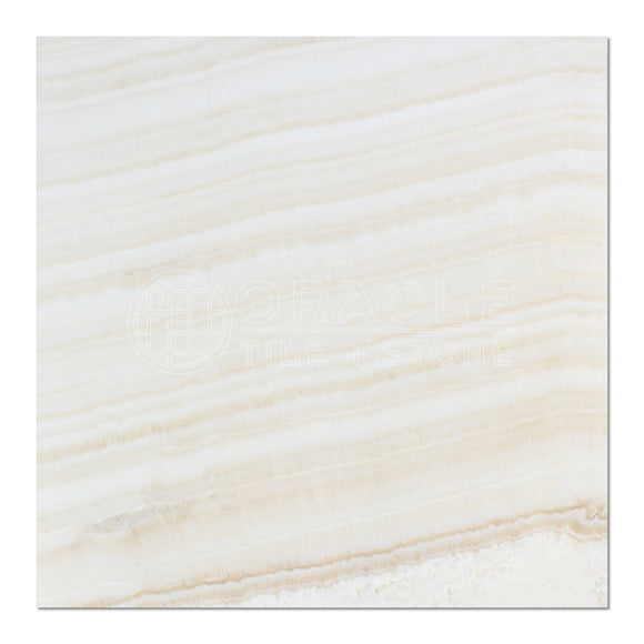 White Onyx (Bianco Fantastico) 18 X 18 Field Tile, Vein-Cut, Polished (Small Sample) - Tilefornia