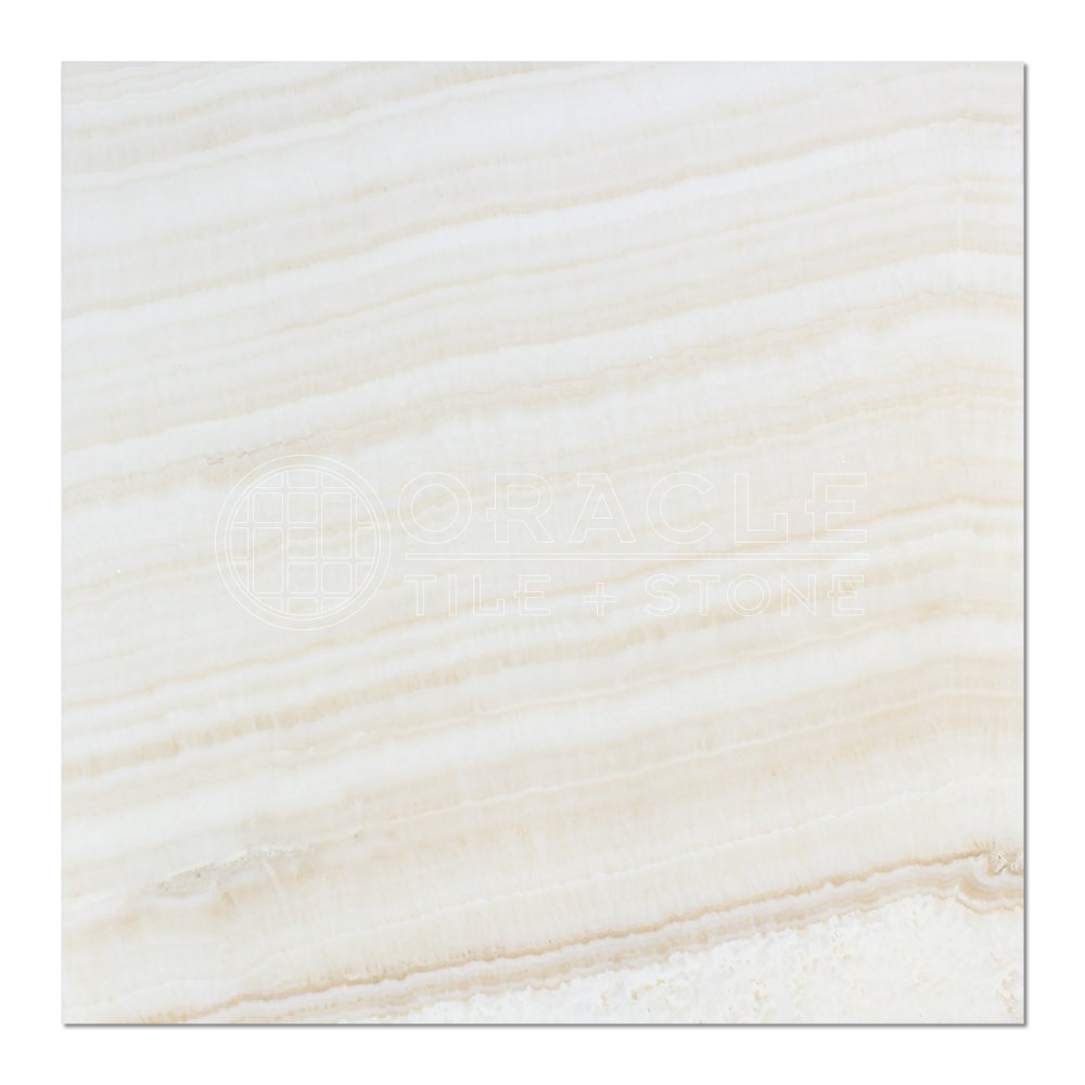White Onyx (Bianco Fantastico) 18 X 18 Field Tile, Vein-Cut, Polished (Lot of 100 pcs. (225 sq. ft.)) - Tilefornia