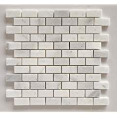 Mystic White Marble 1X2 Polished Mosaic Tile - STANDARD QUALITY - Lot of 20 Sheets - Tilefornia