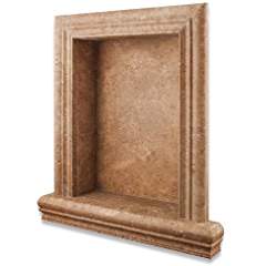 Noce Travertine Honed Hand-Made Custom Shampoo Niche - SMALL - Tilefornia