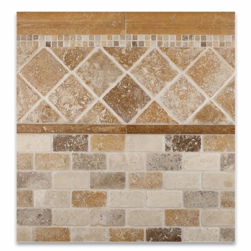 Gold / Yellow Travertine 5/8 X 5/8 Tumbled Mosaic Tile - Box of 5 sq. ft. - Tilefornia