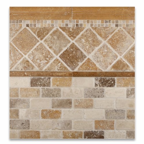 Gold / Yellow Travertine 5/8 X 5/8 Tumbled Mosaic Tile - Lot of 50 sq. ft. - Tilefornia