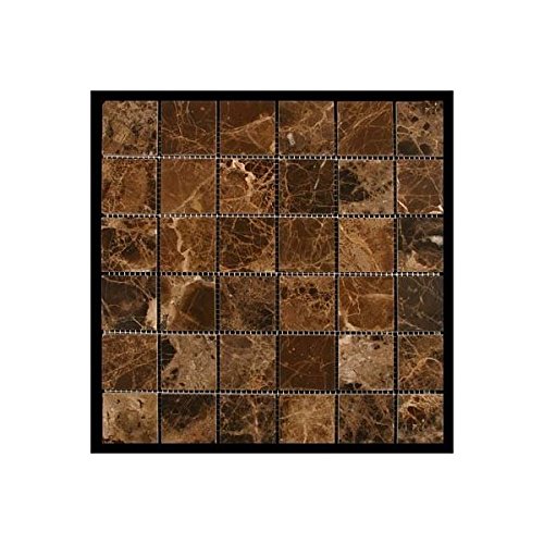 Emperdaor 2x2 POLISHED Mosaic Tiles on 12x12 Sheet for Backsplash, Shower Walls, Bathroom Floors - Tilefornia