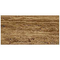 Noce Vein-Cut Travertine 12 X 24 Rectangular Field Tile, Brushed & Unfilled (Small Sample) - Tilefornia