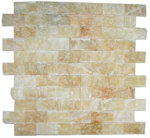 Honey Onyx Split Face 1x2 Mosaic Tile for Kitchen Backsplash, Wall tile - Tilefornia