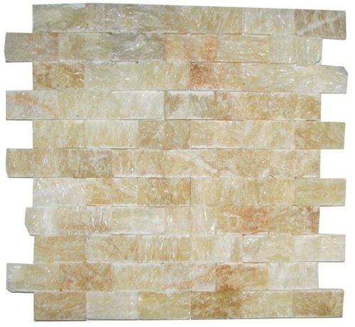 Honey Onyx Split Face 1x2 Mosaic Tile for Kitchen Backsplash, Wall tile - Tilefornia