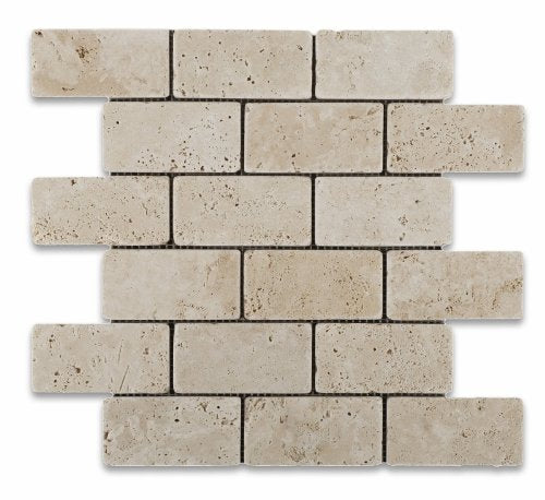 Ivory Travertine 2 X 4 Tumbled Brick Mosaic Tile - 6