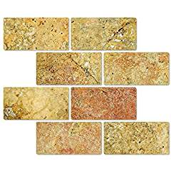 Scabos Travertine 3 X 6 Brick Tile, Tumbled - Box of 5 sq. ft. - Tilefornia