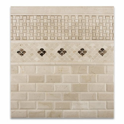 Crema Marfil Marble Fan Mosaic Tile, Polished - Box of 5 sheets - Tilefornia