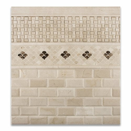 Crema Marfil Marble Fan Mosaic Tile, Polished - Box of 5 sheets - Tilefornia