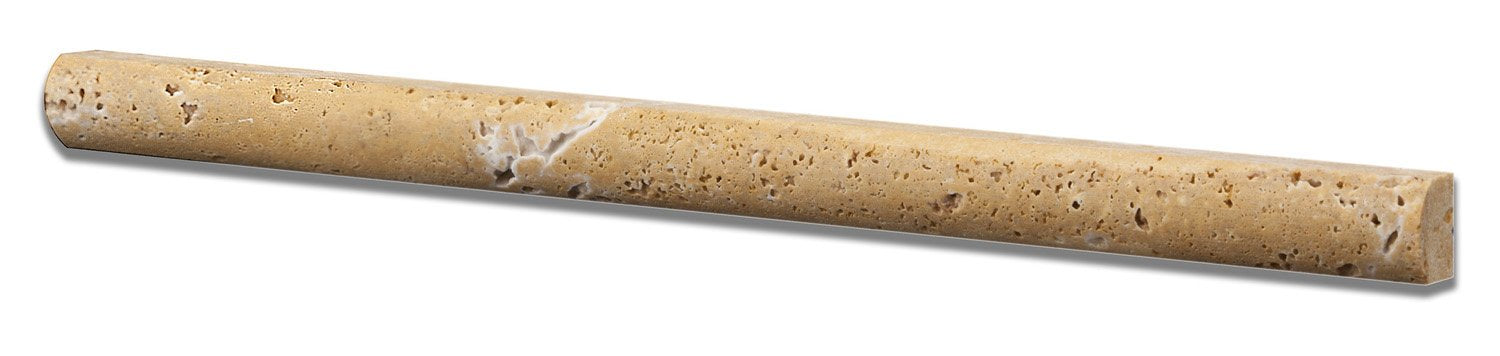 Gold / Yellow 1 X 12 Travertine Bullnose Pencil Liner Trim - Tilefornia