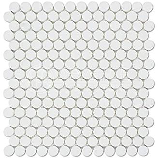 Thassos White Greek Marble Penny Round Mosaic Tile, Honed - Tilefornia