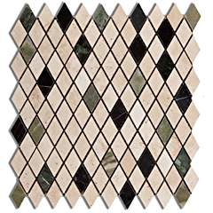 Multi-color Marble & Travertine Prato Harlequin (Diamond / Rhomboid) Polished Mosaic Tile - 6" X 6" Sample - Tilefornia