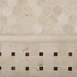 Crema Marfil Marble Polished 1" Mini Hexagon Mosaic Tile - Lot of 50 sq. ft. - Tilefornia