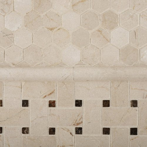 Crema Marfil Marble Polished 1" Mini Hexagon Mosaic Tile - Box of 5 sq. ft. - Tilefornia