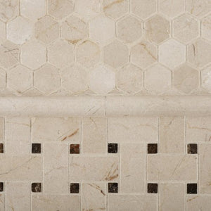 Crema Marfil Marble Polished 1" Mini Hexagon Mosaic Tile - Box of 5 sq. ft. - Tilefornia