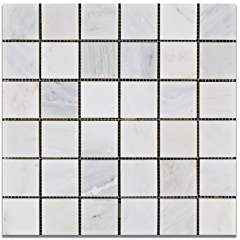 Oriental White - Eastern White Marble 2 X 2 POLISHED Mosaic Tile - Lot of 50 Sheets - Tilefornia