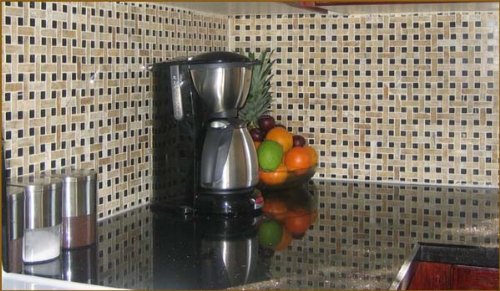 Honey Onyx Basketweave Black Dots (SAMPLE) Polished - Tilefornia