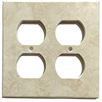 Turkish Ivory Travertine Real Stone Switch Plate Cover, Honed-2 DUPLEX - Tilefornia