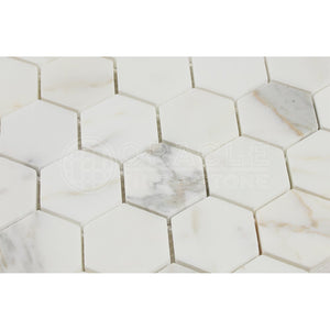 Calacatta Gold (Italian Calcutta) Marble 2 inch Hexagon Mosaic Tile, Polished - Tilefornia