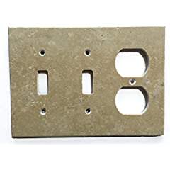 Light Walnut Travertine Switch Plate Cover (DOUBLE TOGGLE DUPLEX) - Tilefornia