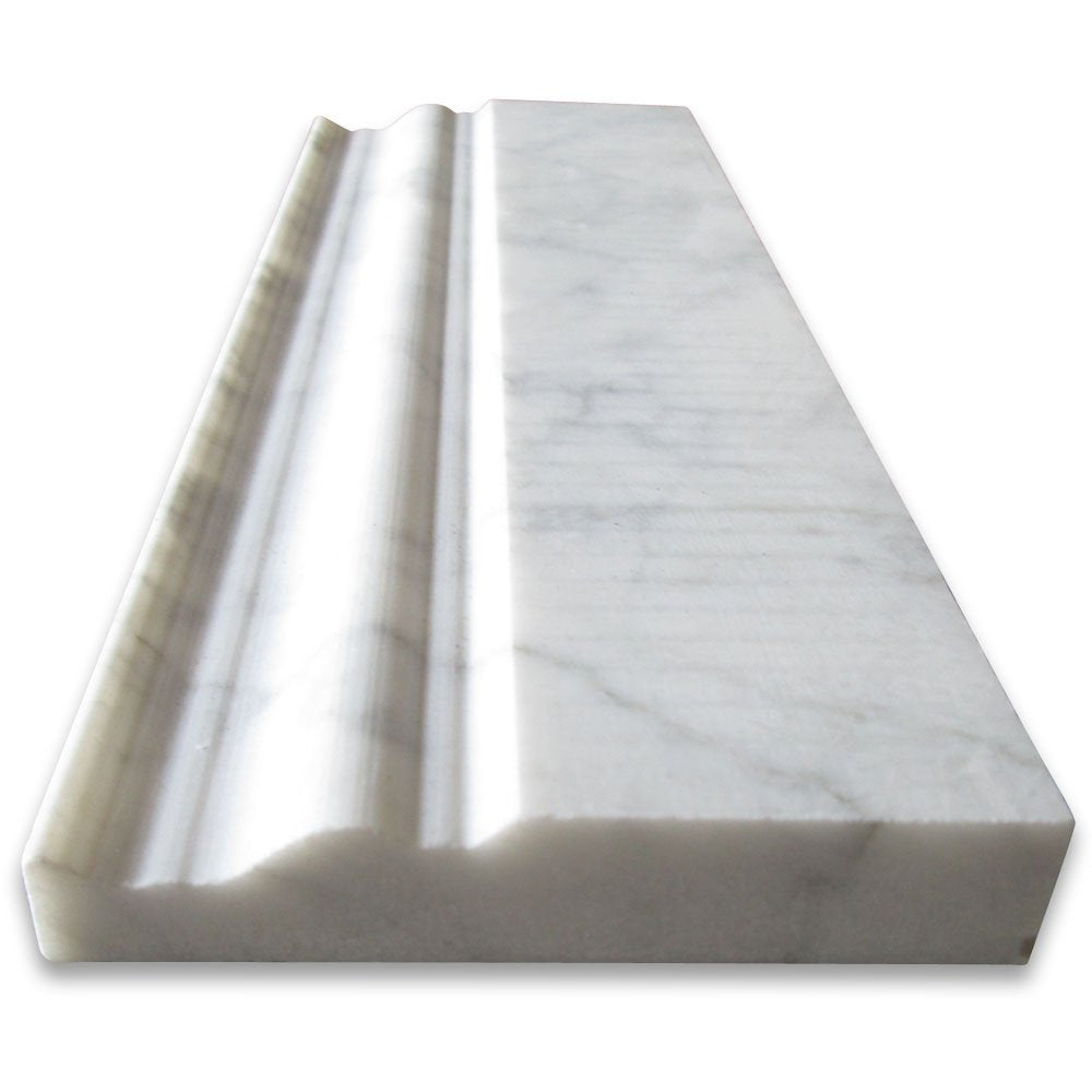 Carrara White Italian Carrera Marble Baseboard Crown Molding 4 x 12 Honed - Tilefornia