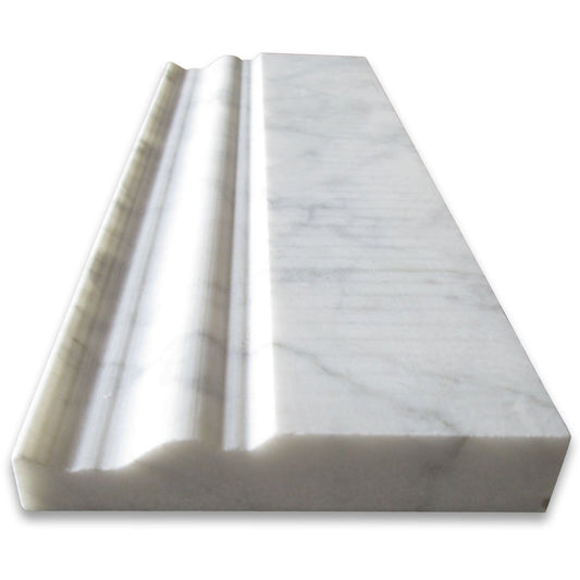 Carrara White Italian Carrera Marble Baseboard Crown Molding 4 x 12 Honed - Tilefornia