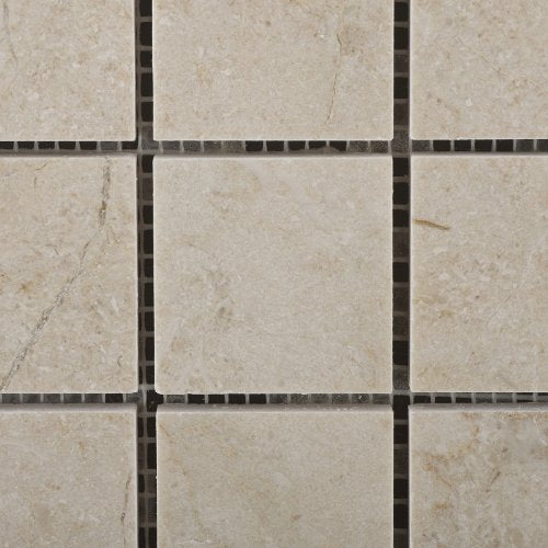 Crema Marfil Marble 2 X 2 Tumbled Mosaic Tile - 6" X 6" Sample - Tilefornia