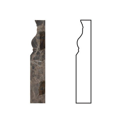 Emperador Dark Spanish Marble Baseboard Trim Molding, Polished - Tilefornia