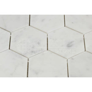 Carrara White Italian (Bianco Carrara) Marble 3 inch Hexagon Mosaic Tile, Honed - Tilefornia