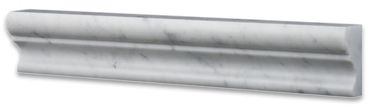 Italian Carrara White Marble Polished 2 X 12 Crown - Mercer Molding Trim - 4" Sample - Tilefornia
