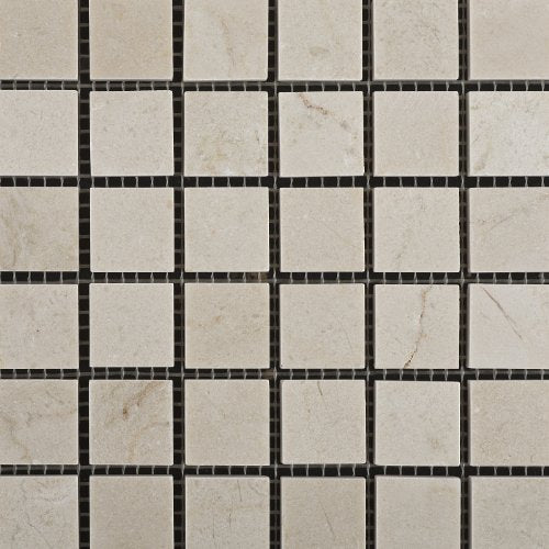 Crema Marfil Marble 1 X 1 Polished Mosaic Tile on Mesh - 6" X 6" Sample - Tilefornia