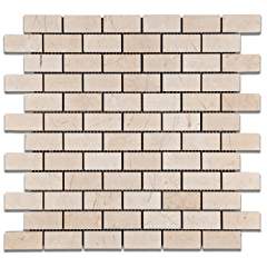 Royal Beige Marble 1 X 2 Polished Brick Mosaic Tile - Lot of 50 Sheets - Tilefornia
