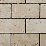 Ivory Travertine 2 X 4 Tumbled Brick Mosaic Tile - 1 Full Sheet - Tilefornia