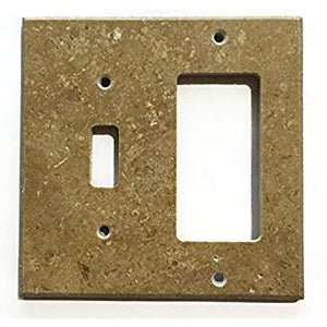 Turkish Noche Travertine Real Stone Switch Plate Cover, Honed-TOGGLE ROCKER - Tilefornia