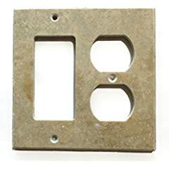 Light Walnut Travertine Switch Plate Cover (ROCKER DUPLEX) - Tilefornia