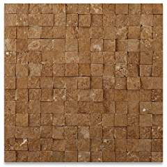 Noce 1X1 Travertine Split-face Mosaic Tile - Tilefornia