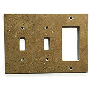 Turkish Noche Travertine Real Stone Switch Plate Cover, Honed-DOUBLE TOGGLE ROCKER - Tilefornia