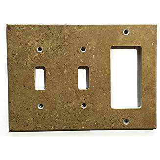 Turkish Noche Travertine Real Stone Switch Plate Cover, Honed-DOUBLE TOGGLE ROCKER - Tilefornia