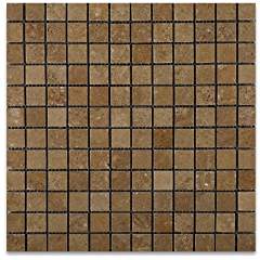 Noce Travertine 1 X 1 Tumbled Mosaic Tile - 6" X 6" Sample - Tilefornia