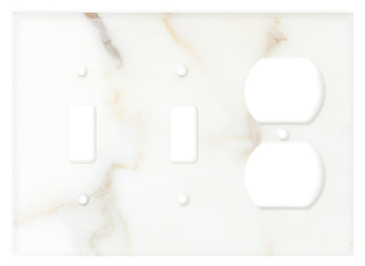 Italian Calacatta Gold Marble Switch Plate Cover, Honed (DOUBLE TOGGLE DUPLEX) - Tilefornia