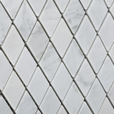 White Carrara Marble Diamond Mosaic Tile 6x6, Polished