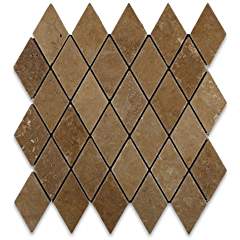 Noce Travertine 2 X 4 Tumbled Diamond Mosaic Tile - Lot of 50 sq. ft. - Tilefornia