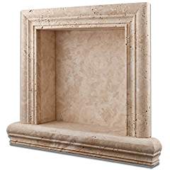 Ivory Travertine Hand-Made Honed Shampoo Niche / Shelf - SMALL - Tilefornia