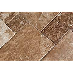 Noce Choclate Travertine Brushed and Chiseled Versailles French Pattern Tiles (LOT of 72 SQ. FT. ( 9 BUNDLES )) - Tilefornia