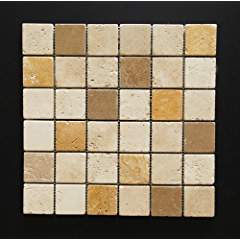 Mixed 2 X 2 Travertine Tumbled Mosaic Tiles - Tilefornia