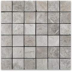 Gray Marble Mosaic Tile 2x2, Tumbled