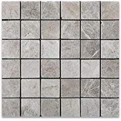 Silverado Gray 2X2 Marble Tumbled Mosaic Tile - Tilefornia