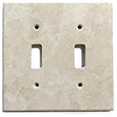 Ivory Light Travertine Switch Plate Cover (2 TOGGLE) - Tilefornia