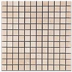 Royal Beige Marble 1 X 1 Polished Mosaic Tile - Lot of 50 Sheets - Tilefornia